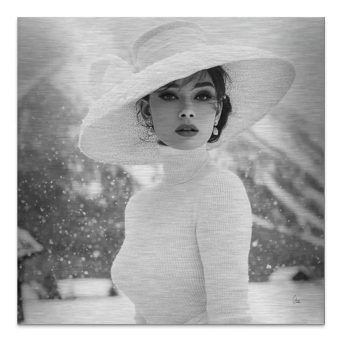 Audrey Hepburn Aspen Portrait Alu Gebürstet Bild