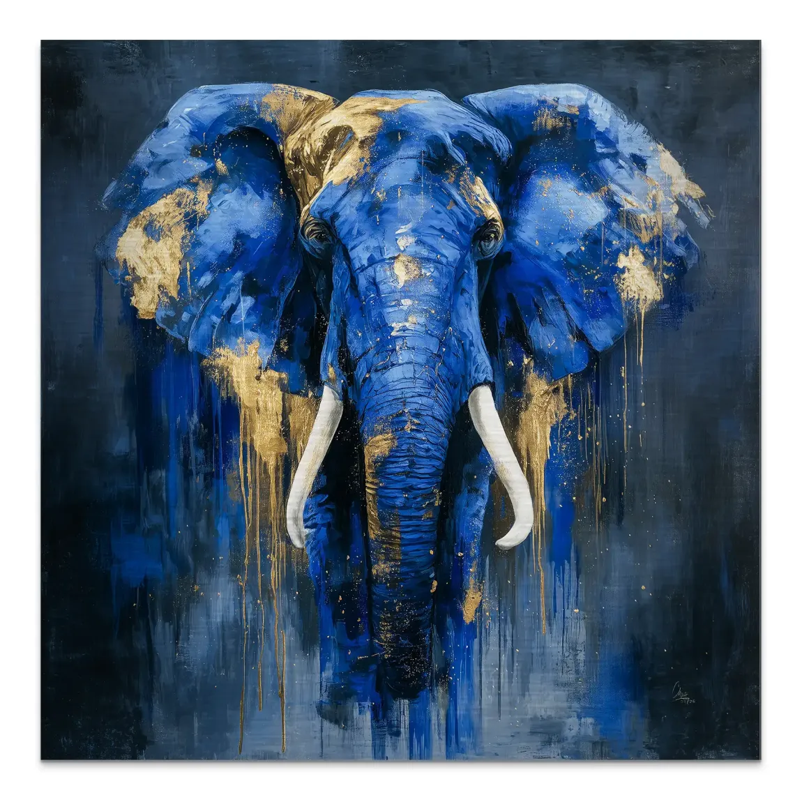 Blauer Elefant Abstrakt Aluminiumbild gebürstet