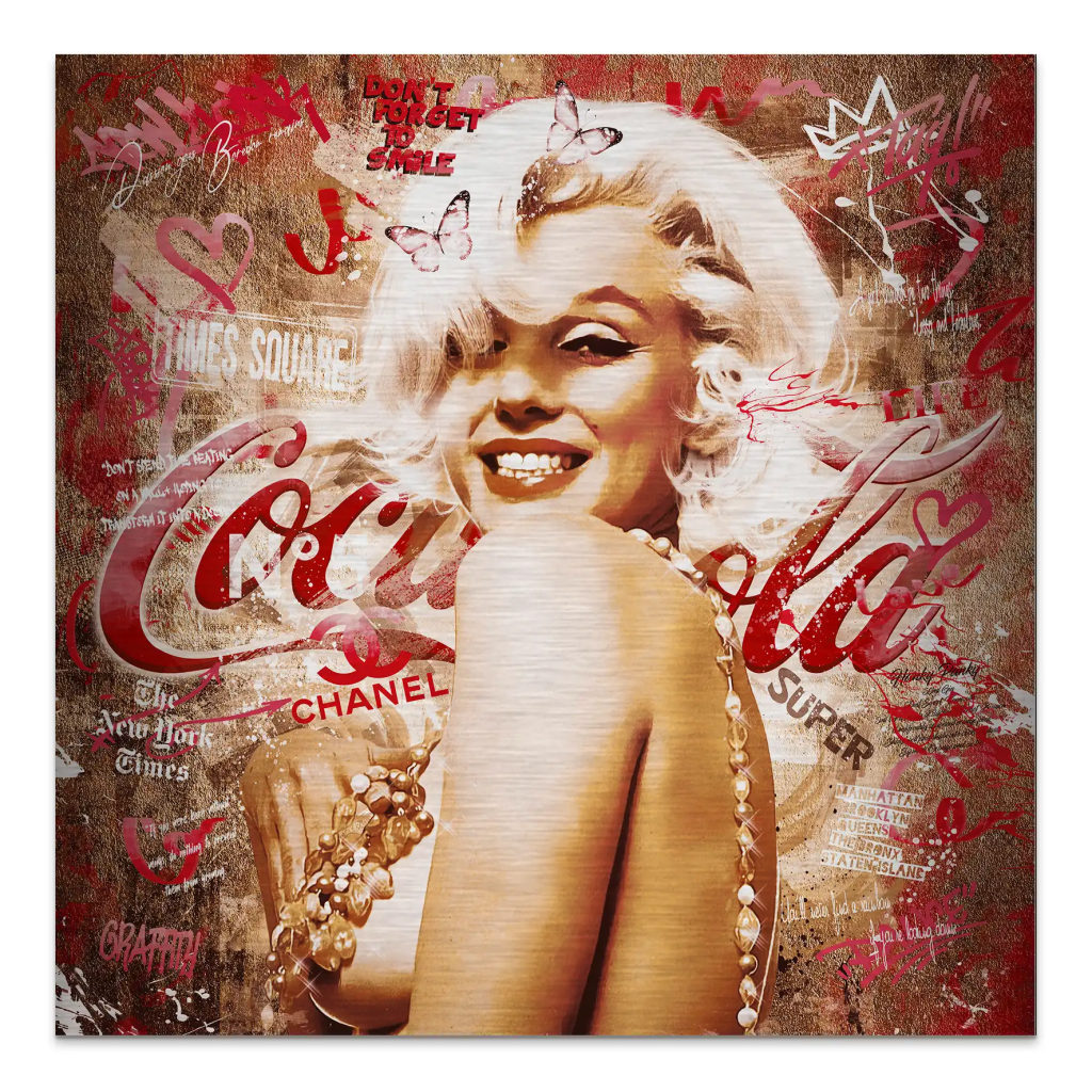 Marilyn Monroe Graffiti Retro Style Alu Gebürstet Bild INGALERIE