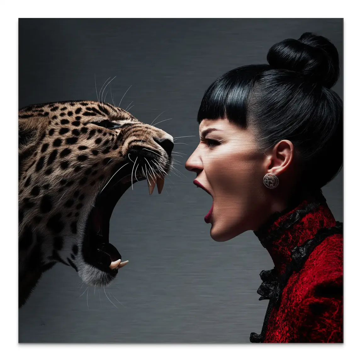 Leopardin Diva Aluminiumbild gebürstet