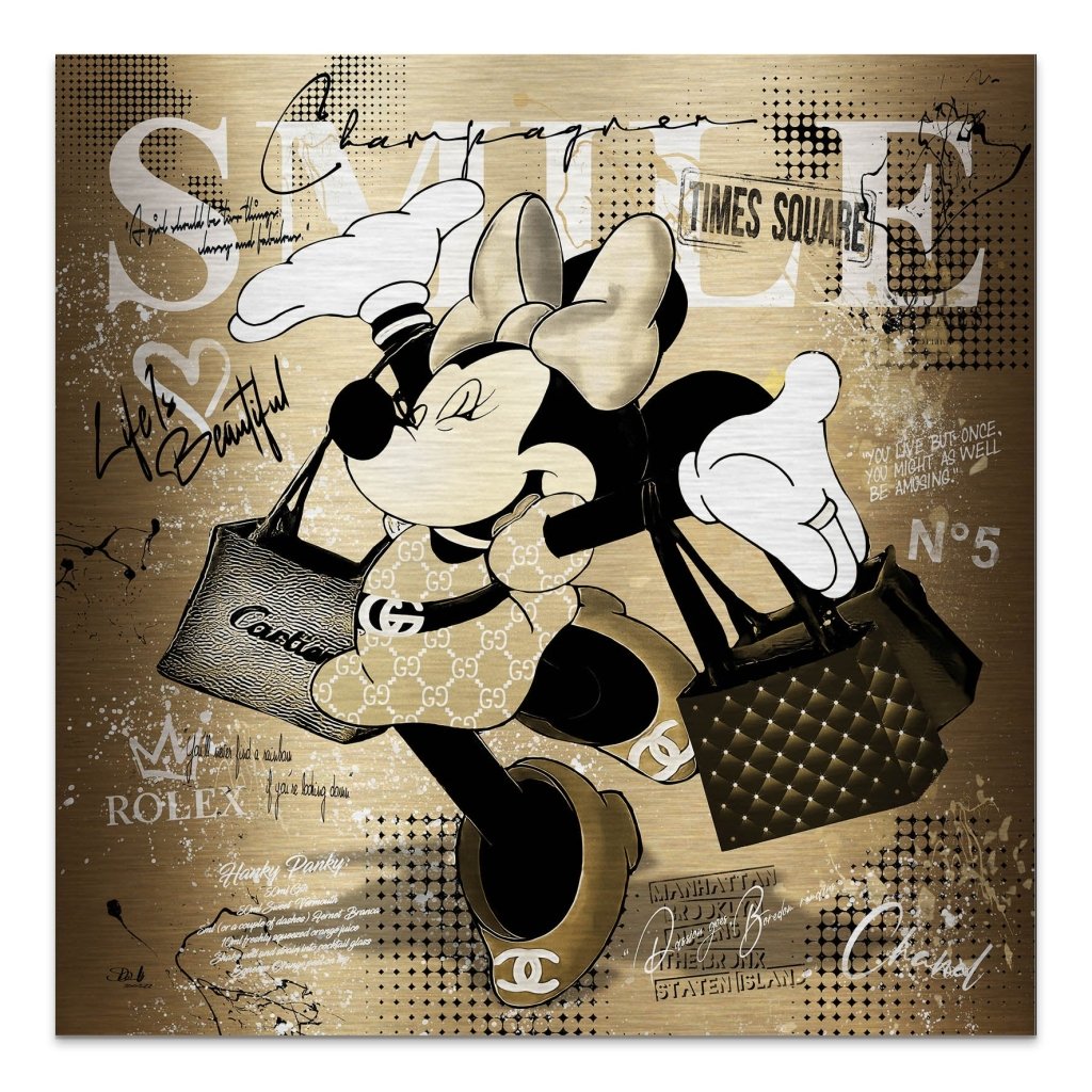 Minnie Smile Gold Pop Art Style Alu Gebürstet INGALERIE