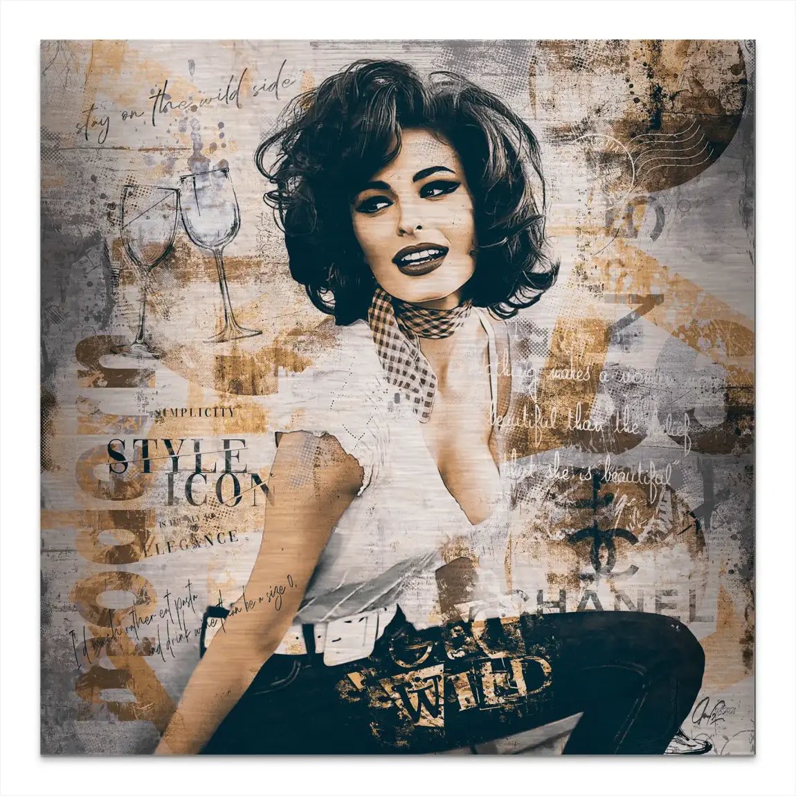 Sophia Loren Street Art Alu Gebürstet Bild INGALERIE