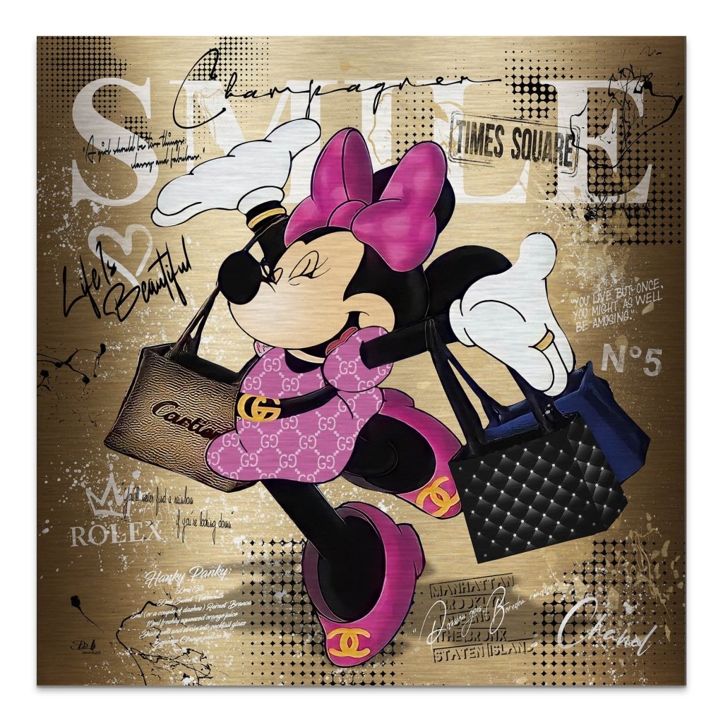 Minnie Smile Gold Pop Art Alu Gebürstet INGALERIE