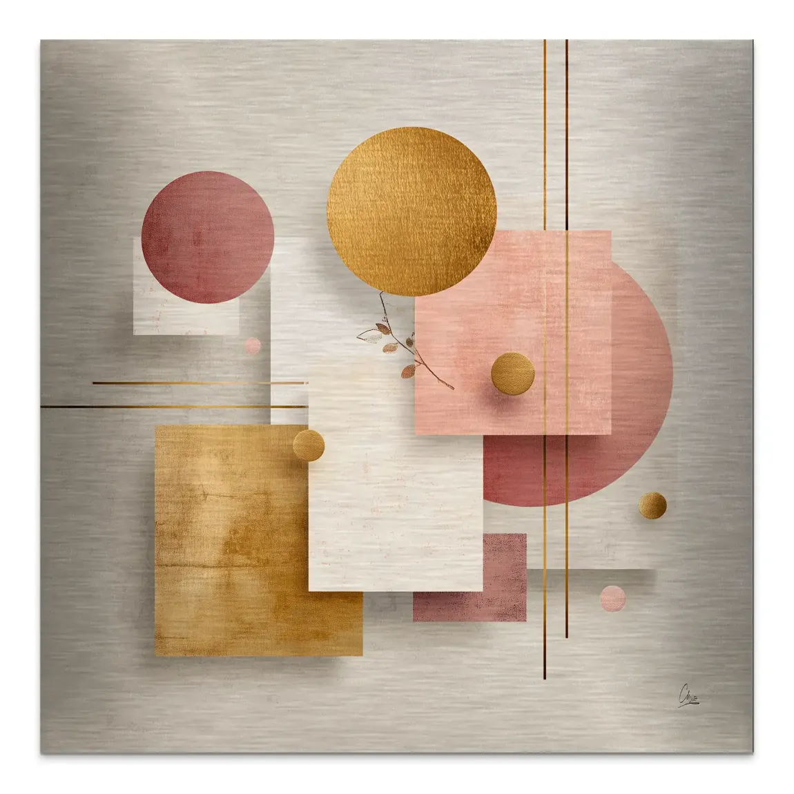 Golden Geometry Alu Gebürstet Bild