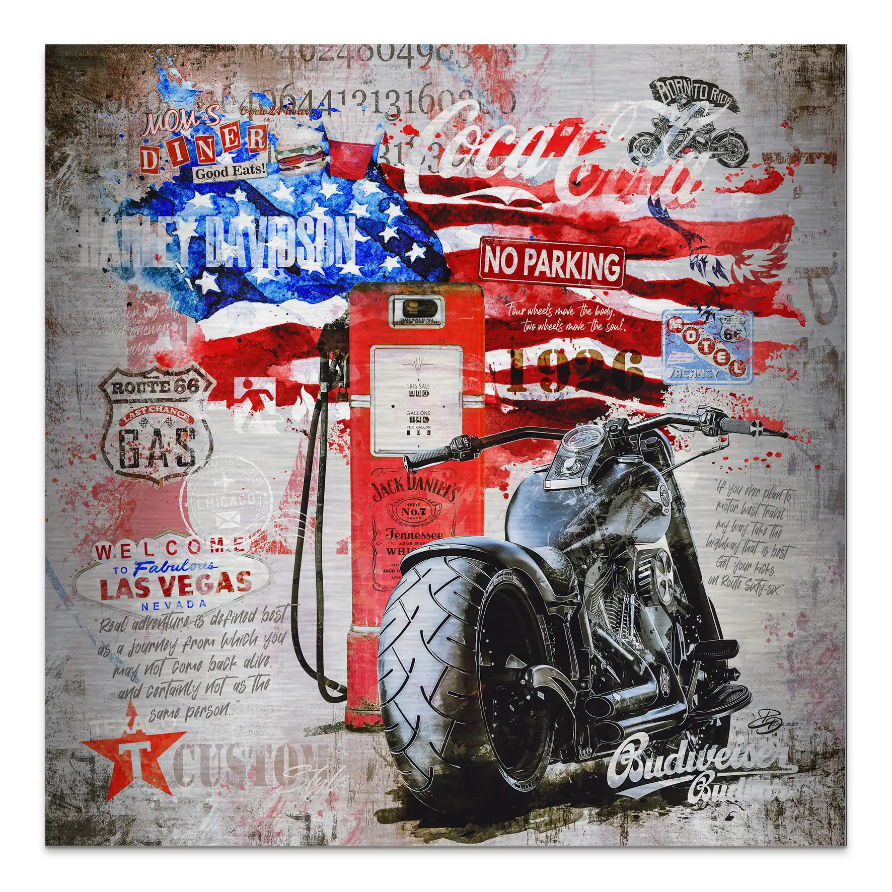 Harley USA Pop Art Nr.3 Alu Gebürstet INGALERIE