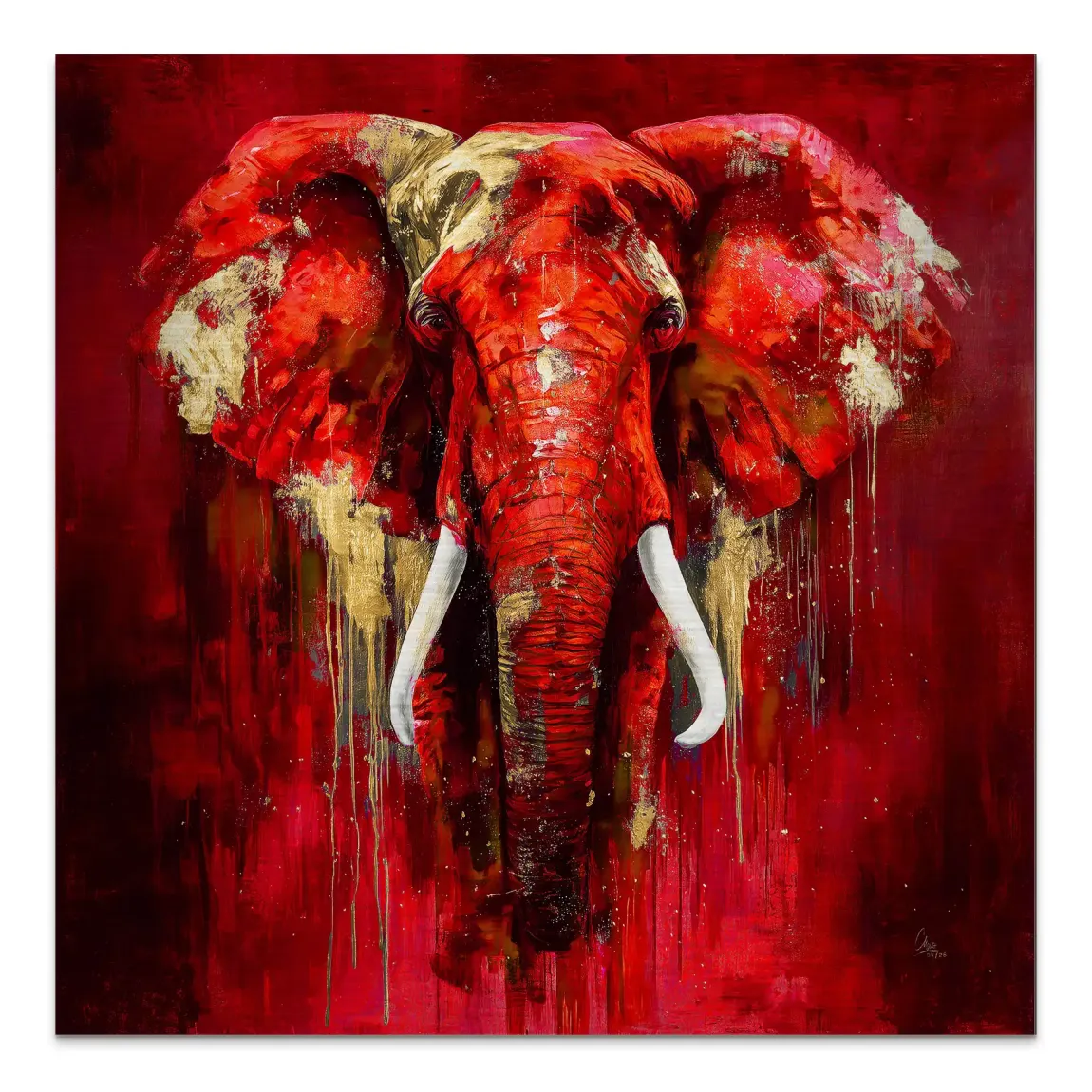 Roter Elefant Aluminiumbild gebürstet