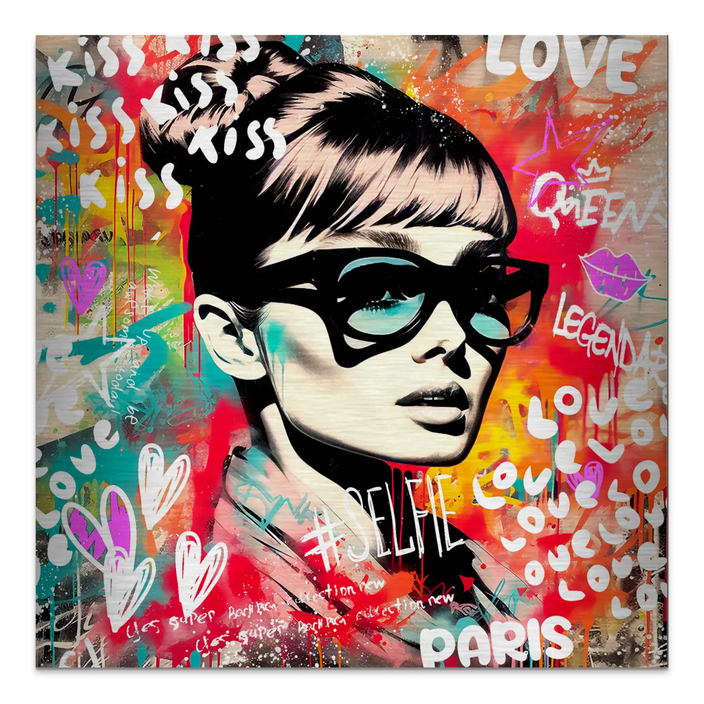 Audrey Hepburn Graffiti Alu Gebürstet Bild INGALERIE