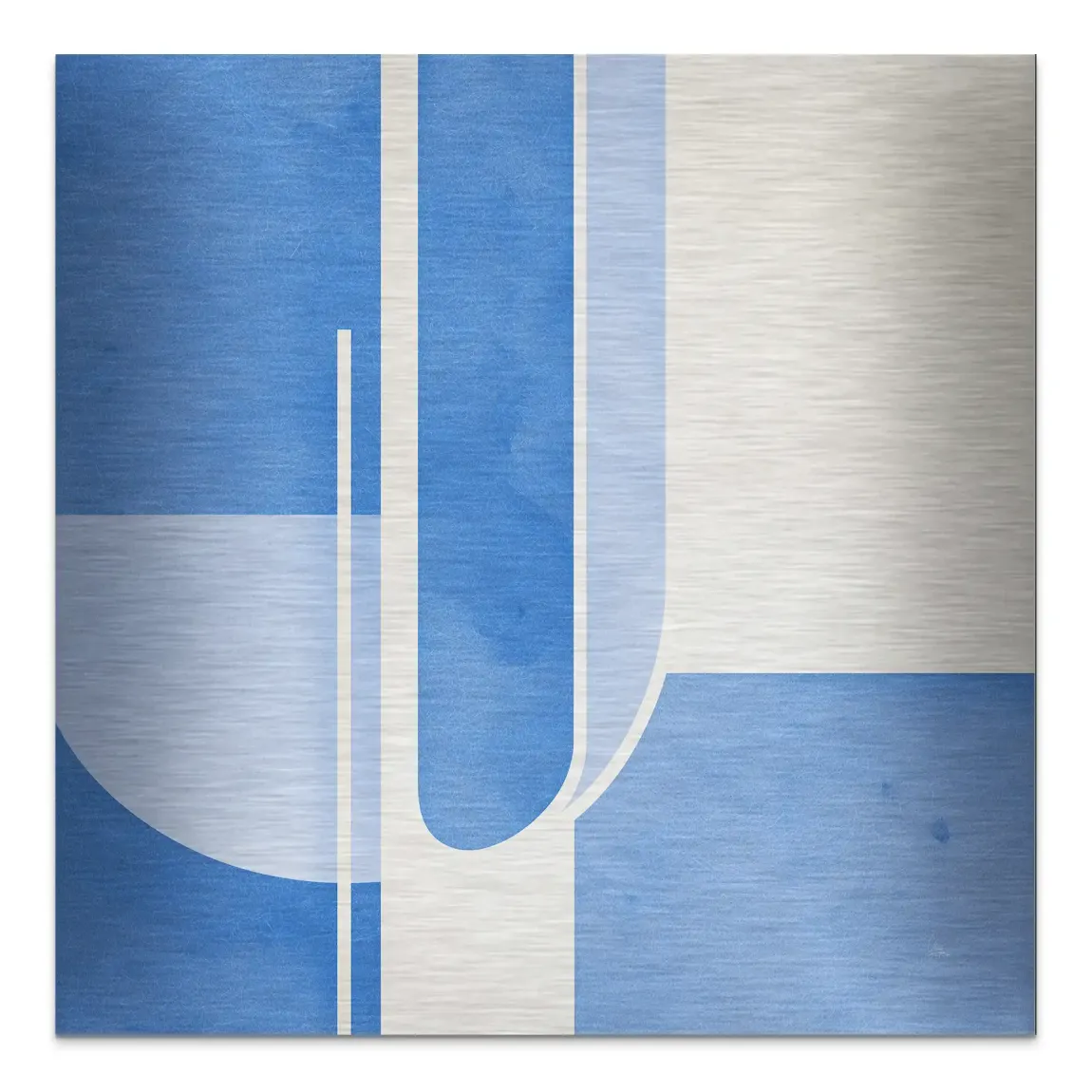 Blaue Geometrie Aluminiumbild gebürstet