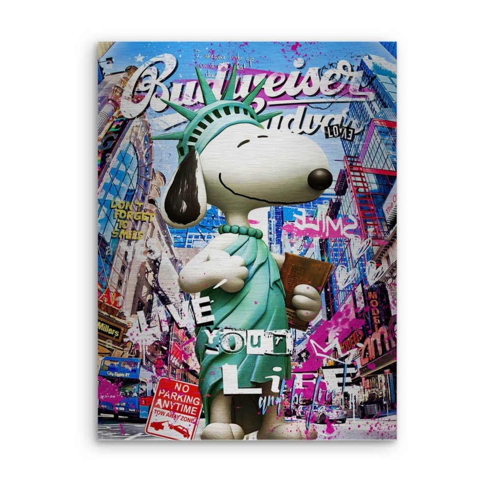 Snoopy Pop Art Style Alu Gebürstet INGALERIE