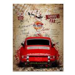 Porsche 911 Vintage Style AluDibond Gebürstet