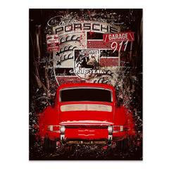 Porsche 911 Retro Style AluDibond Gebürstet
