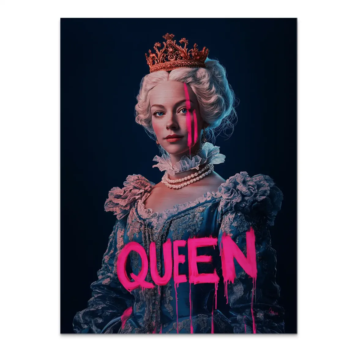 Queen Neon Art Alu Gebürstet Bild