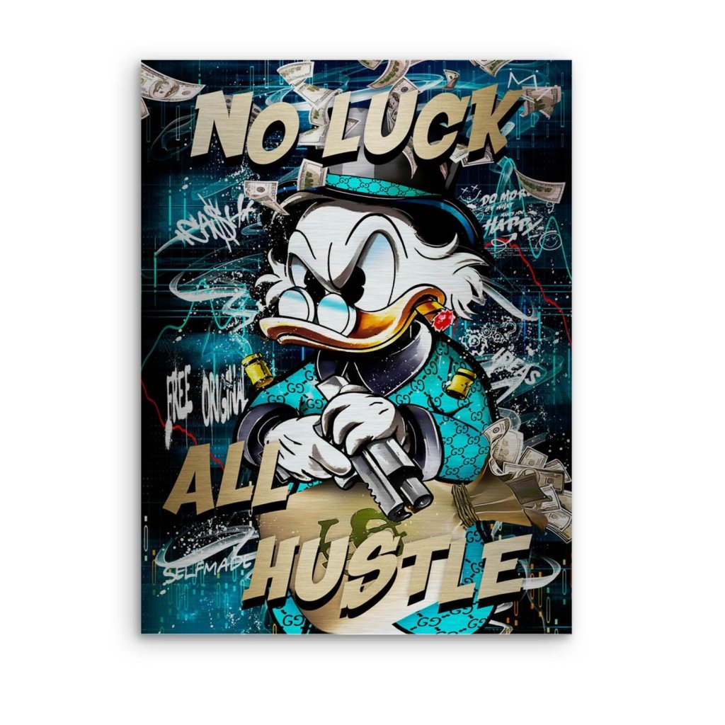 Dagobert Duck All Hustle Pop Art Aludibond Brush Bild INGALERIE