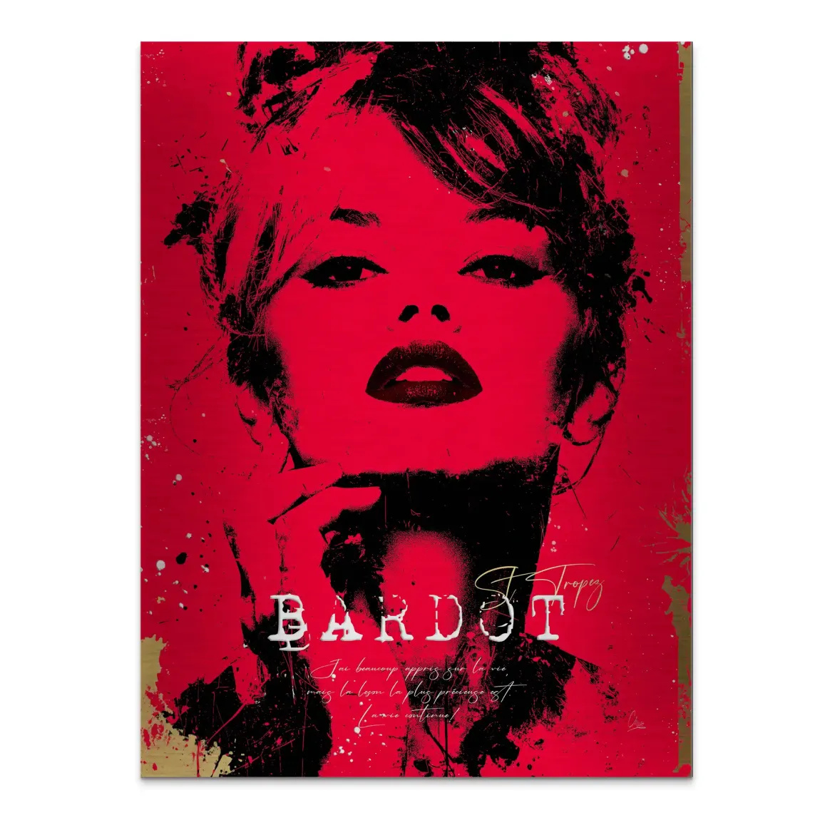 Brigitte Bardot Red Art Alu Gebürstet Bild