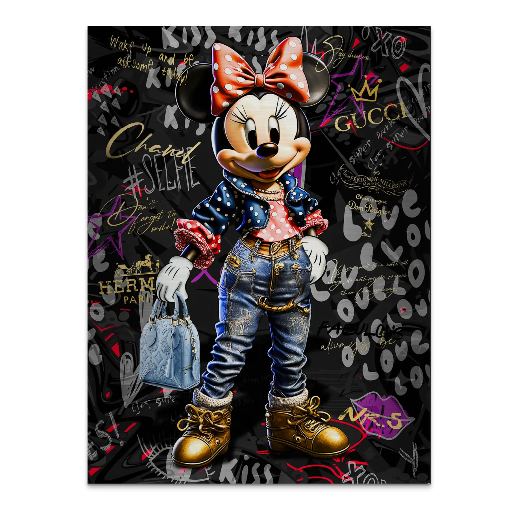 Minnie Maus Street Art Style Style Alu Gebürstet INGALERIE