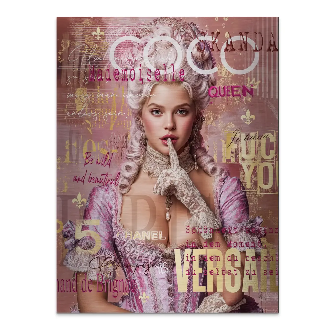 Marie Antoinette Popart Alu Gebürstet Bild