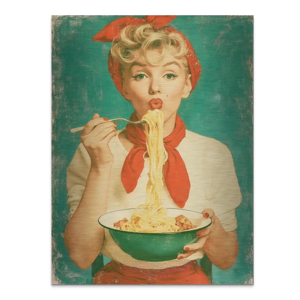 Marilyn Monroe Spaghetti Aluminiumbild gebürstet