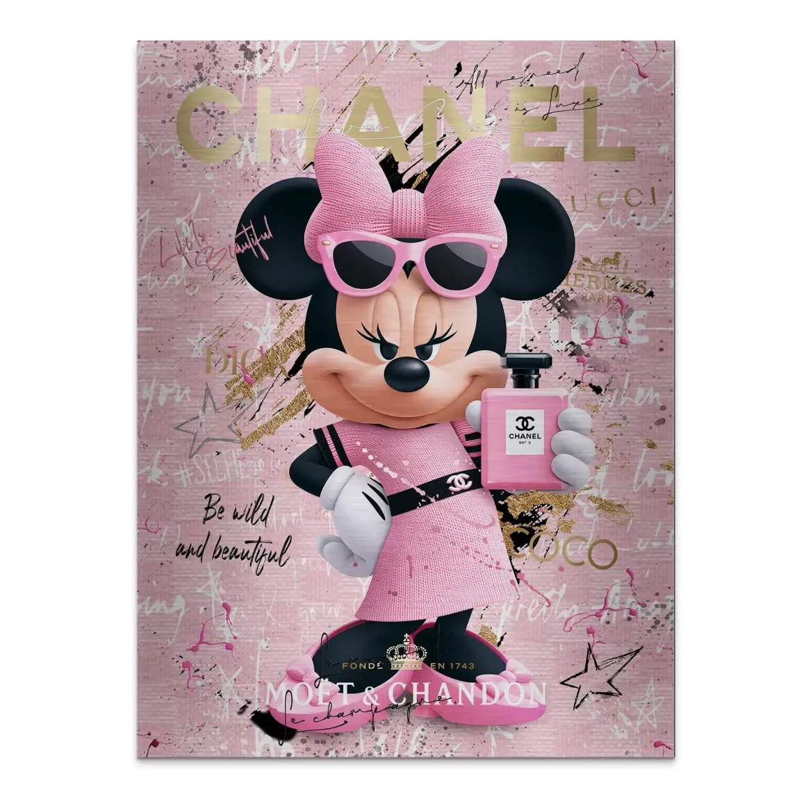 Minnie Maus Rosé Coco Aluminiumbild gebürstet