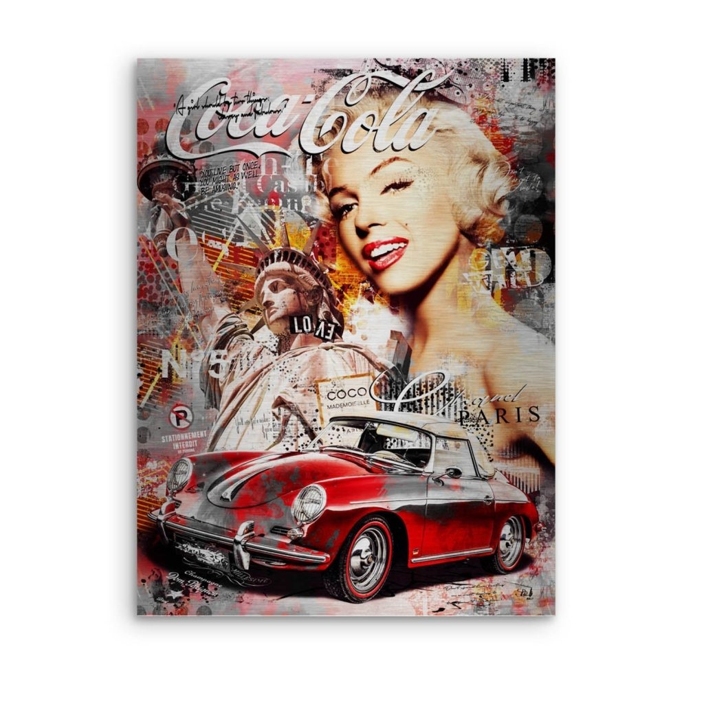 Marilyn Monroe Porsche Pop Art Aludibond Brush Bild INGALERIE