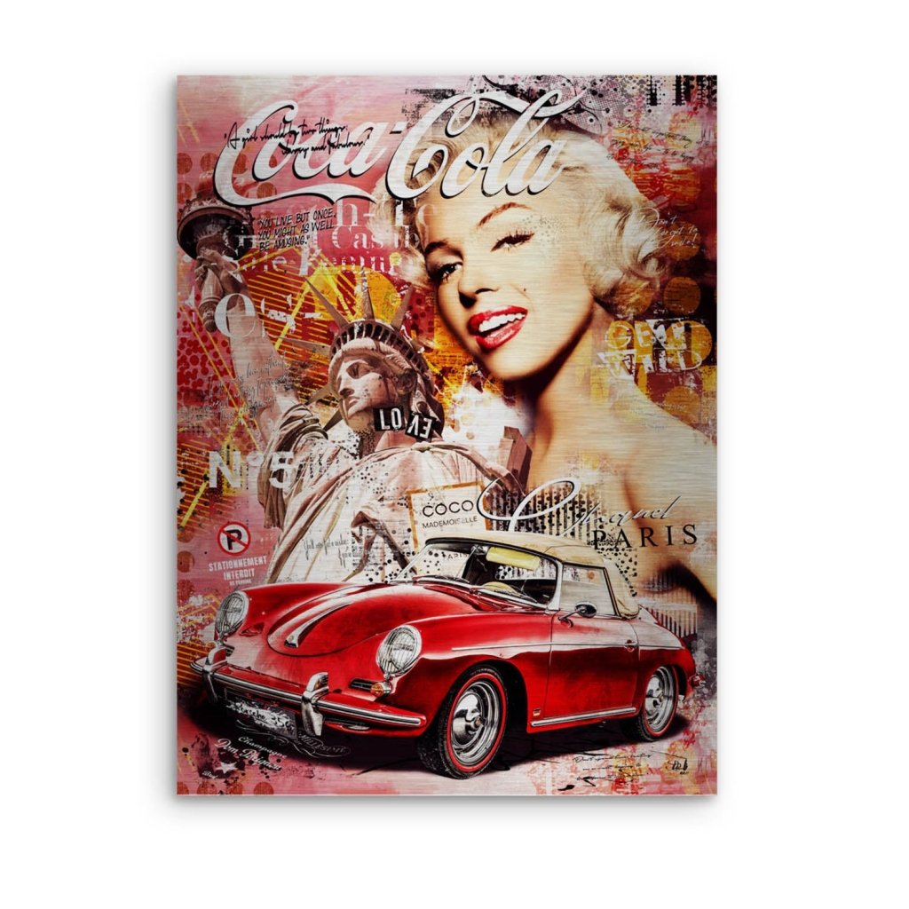 Marilyn Monroe Speedster Pop Art Aludibond Brush Bild INGALERIE