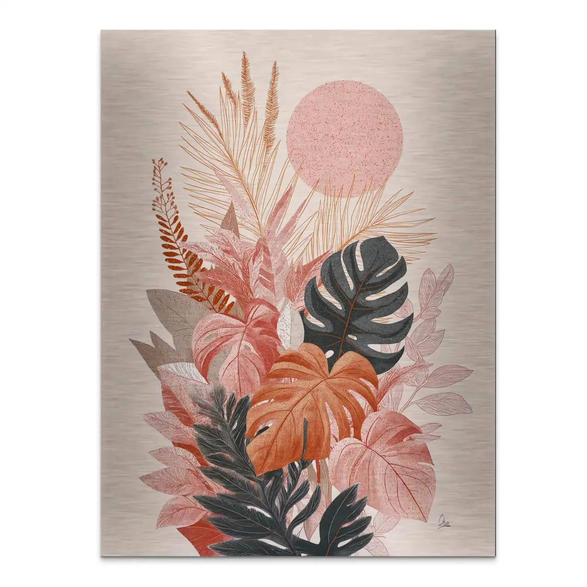 Terracotta Leaves Harmony Alu Gebürstet Bild