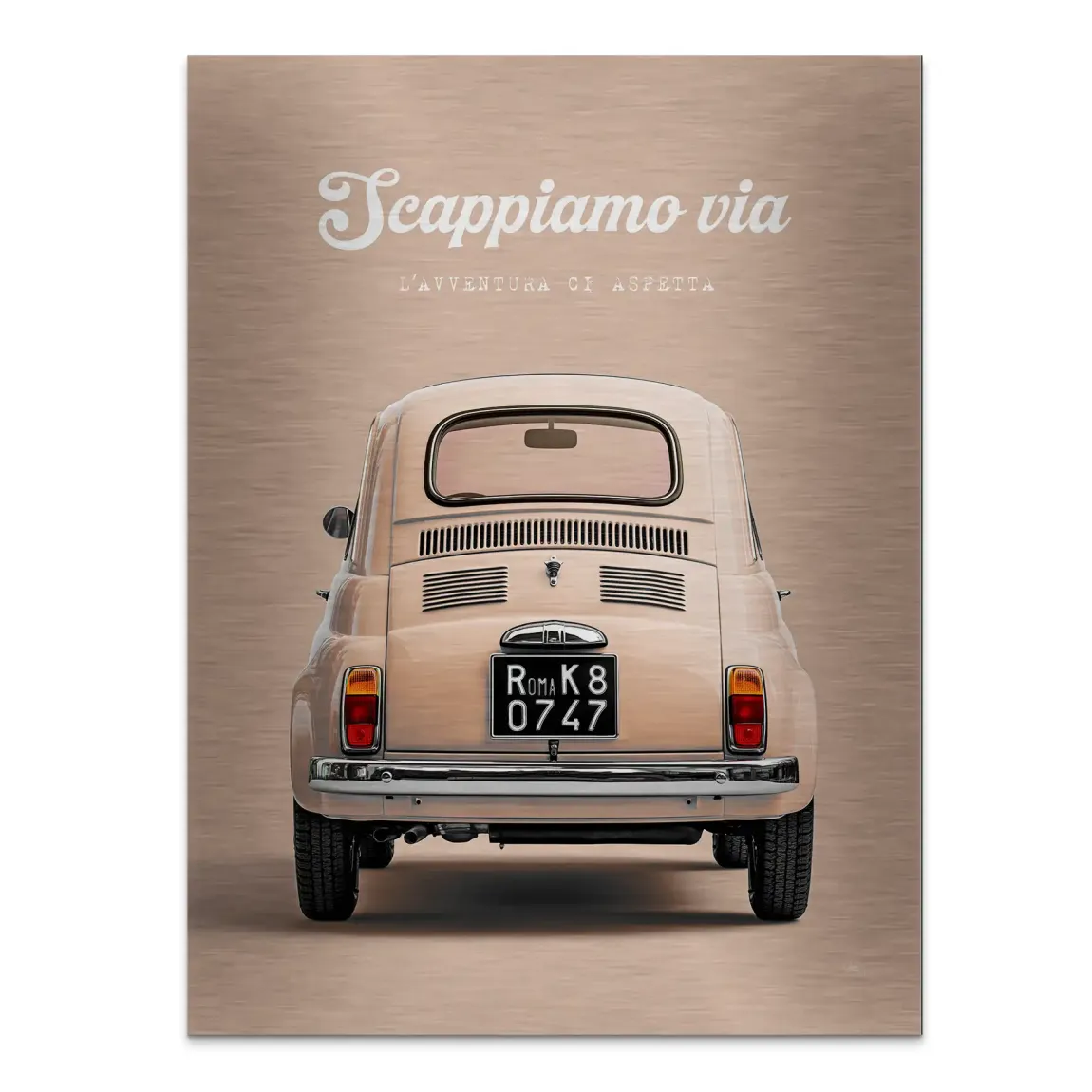Fiat 500 Crema Aluminiumbild gebürstet