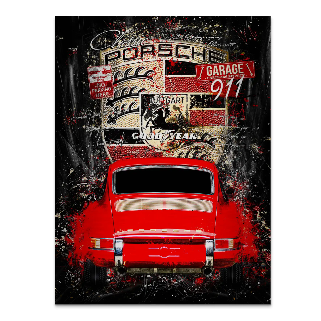 Porsche 911 Pop Art Style Alu Gebürstet INGALERIE