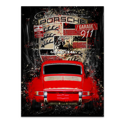 Porsche 911 Pop Art Style Alu Gebürstet