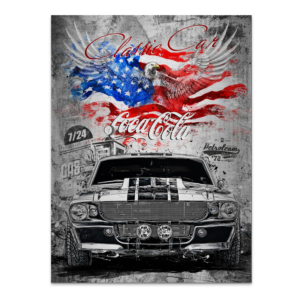 Ford Mustang Pop Art Modern Style Alu Gebürstet INGALERIE