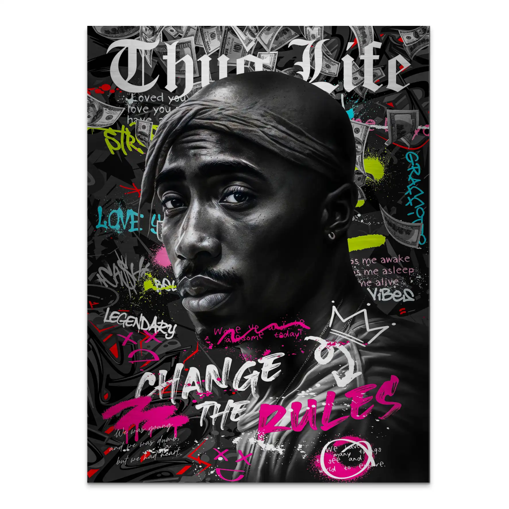 Pop Art Tupac Rules Aludibond Gebürstet INGALERIE