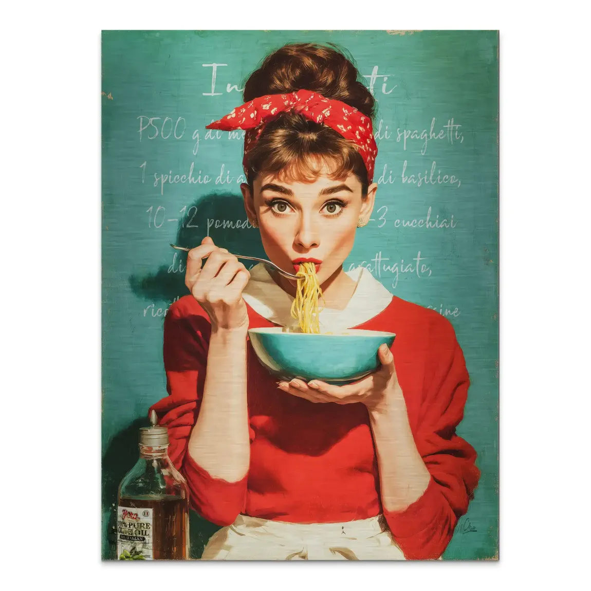 Audrey Hepburn Pasta Moments Alu Gebürstet Bild
