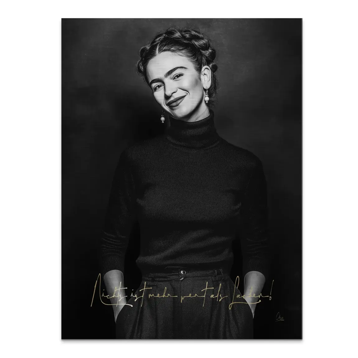 Frida Kahlo stilles Lächeln Alu Gebürstet Bild