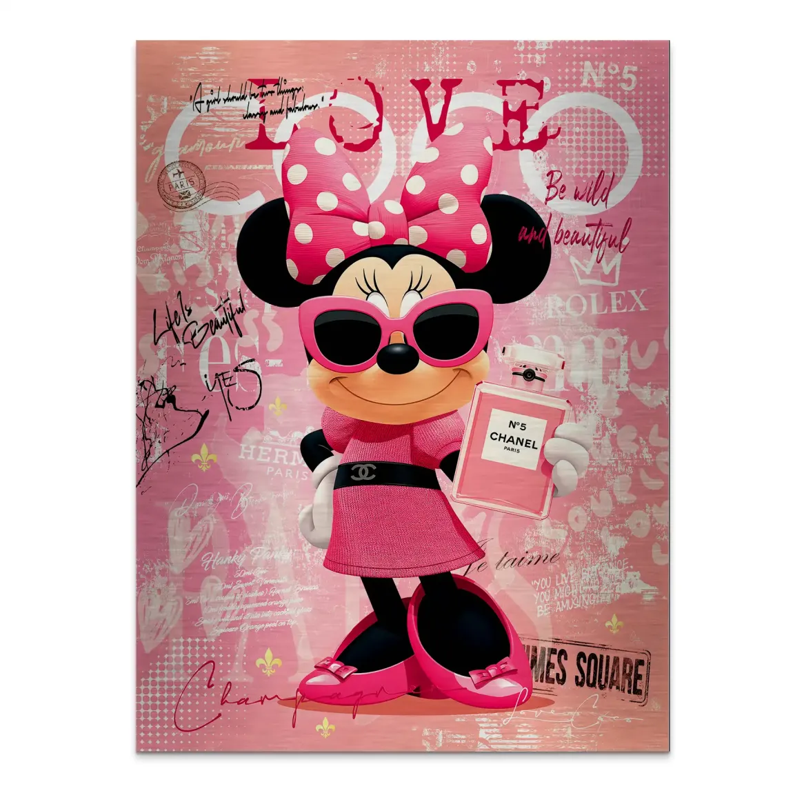 Minnie Maus Love Coco Aluminiumbild gebürstet