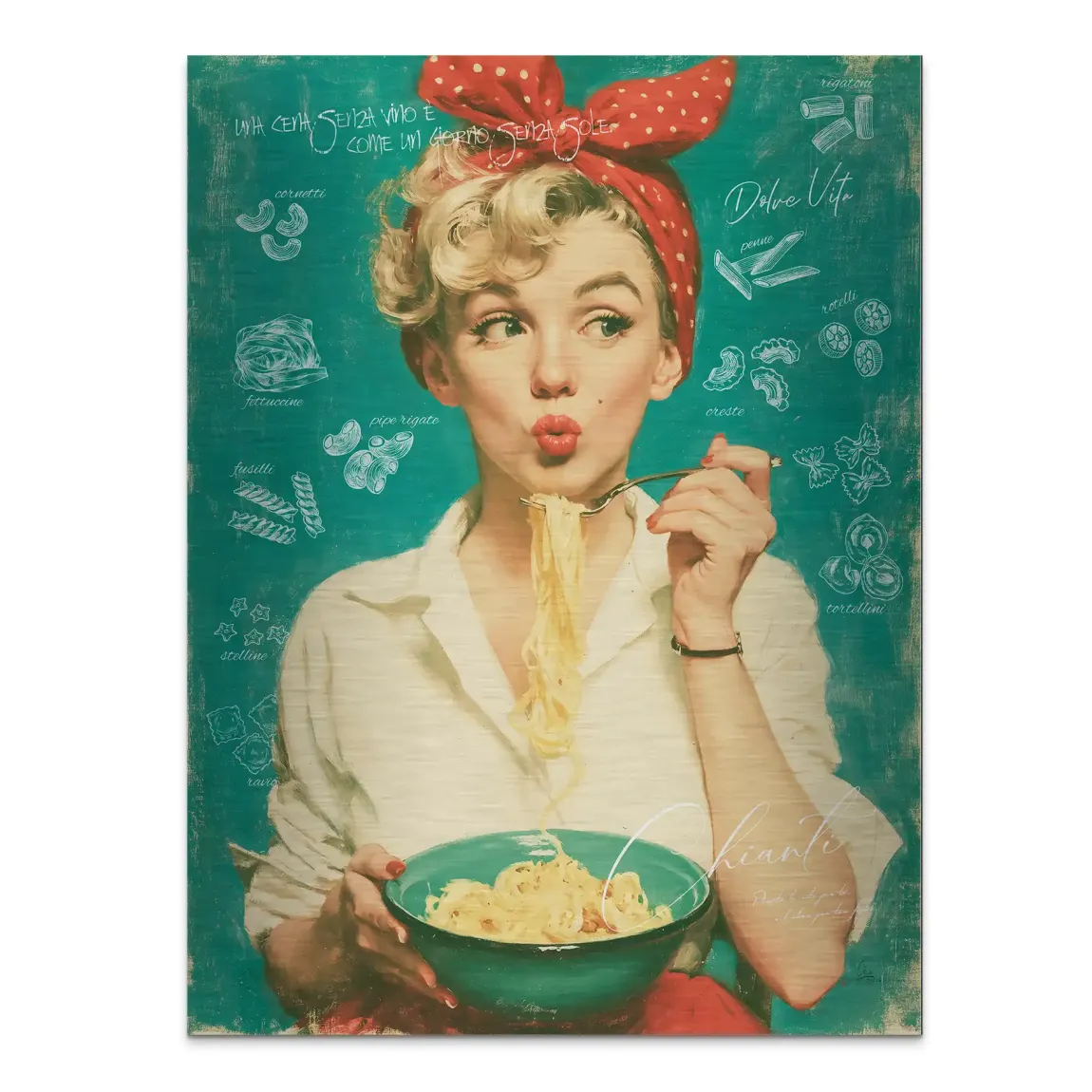 Marilyn Monroe Pasta Aluminiumbild gebürstet