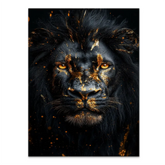 Black Lion in Gold Aludibond Gebürstet