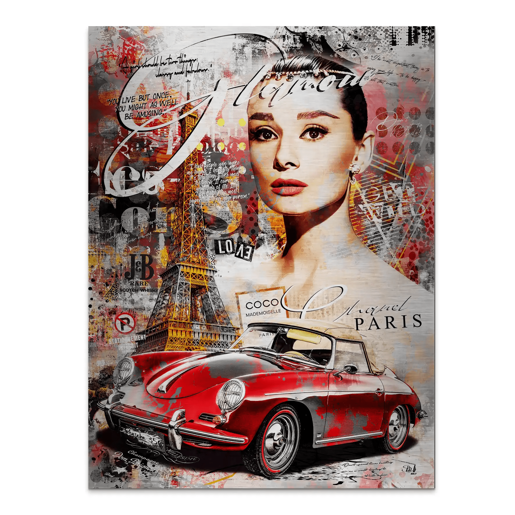 Audrey Porsche Pop Art Aludibond Gebürstet INGALERIE