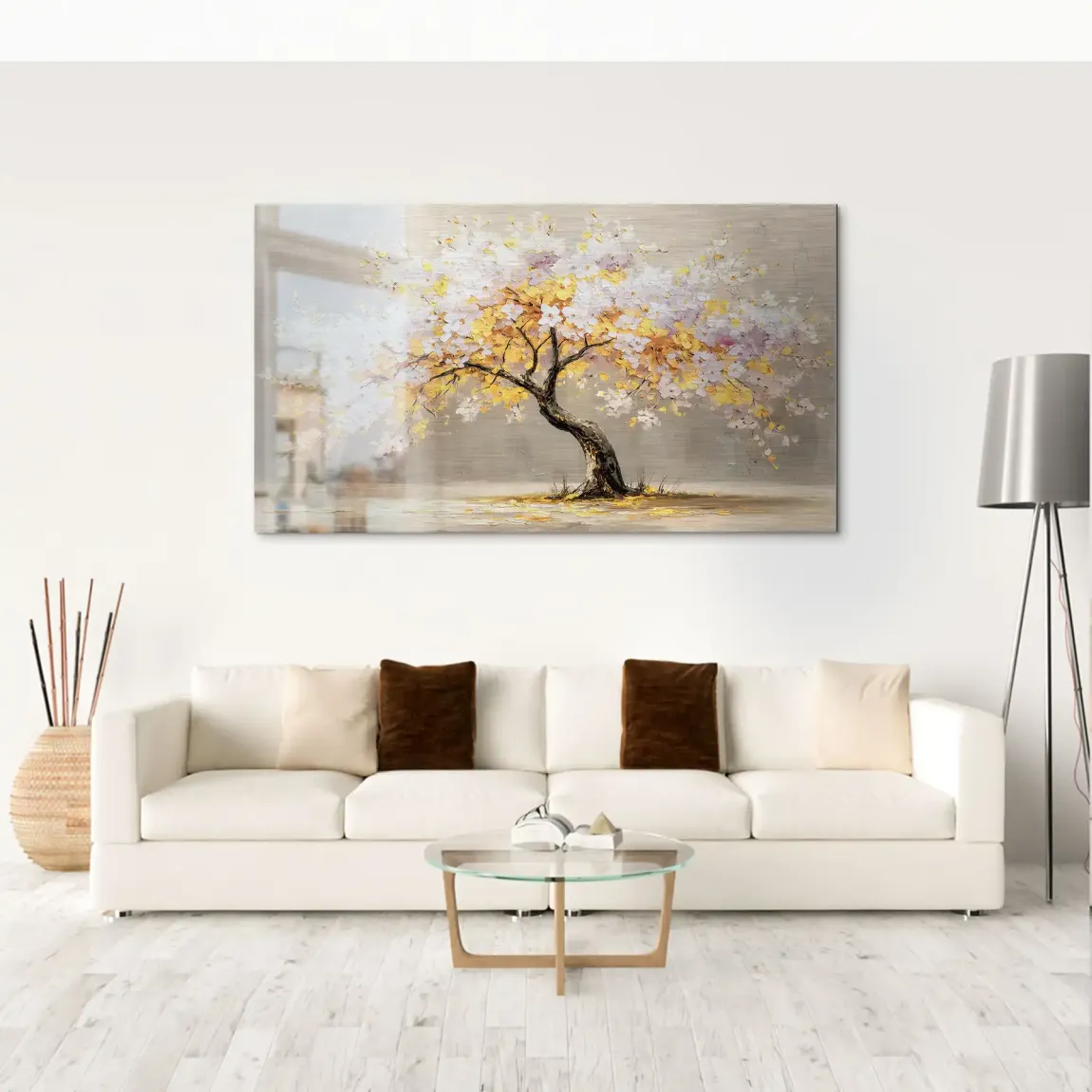 Gold Leaf Tree Art Alu Gebürstet