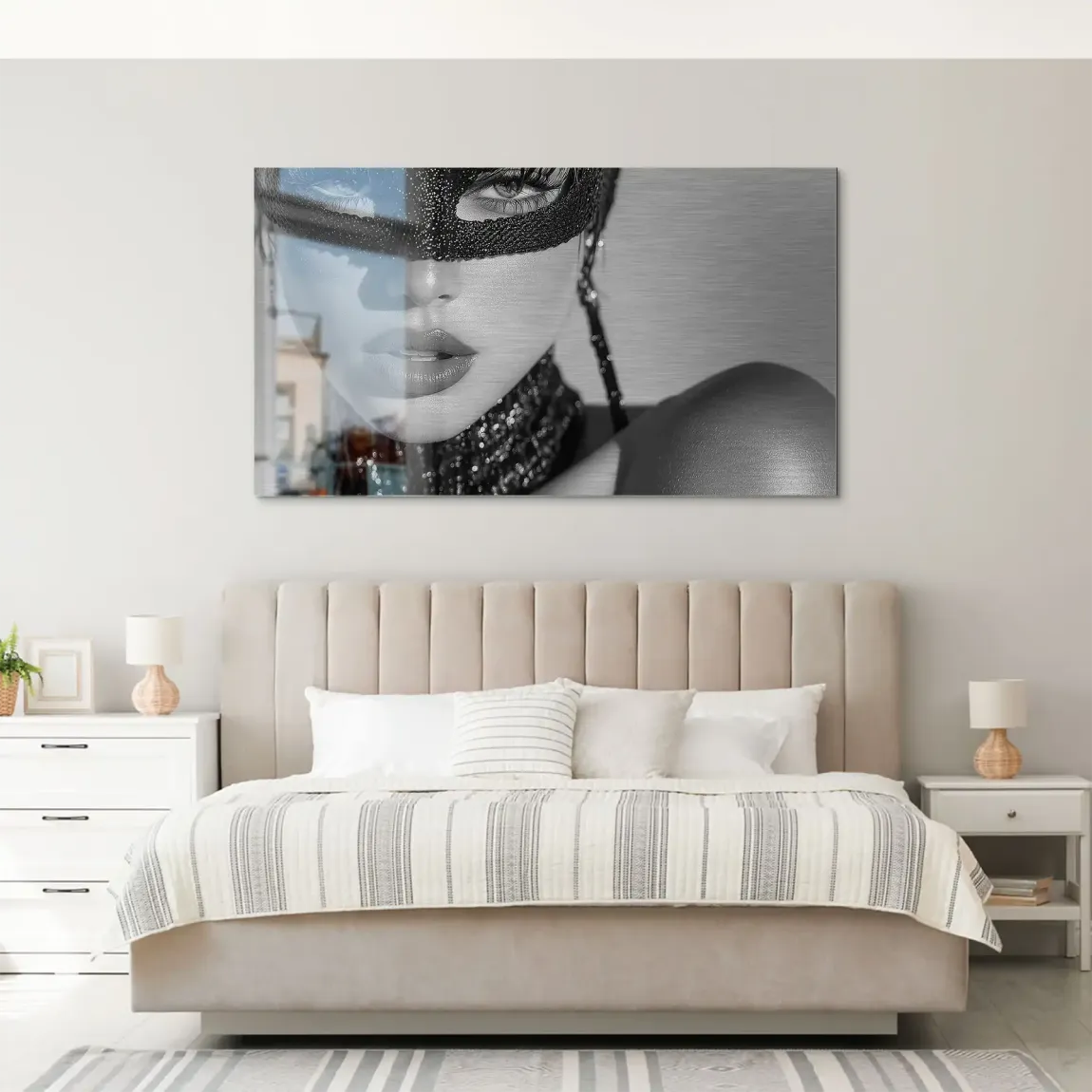 Masked Beauty Noir Art Alu Gebürstet