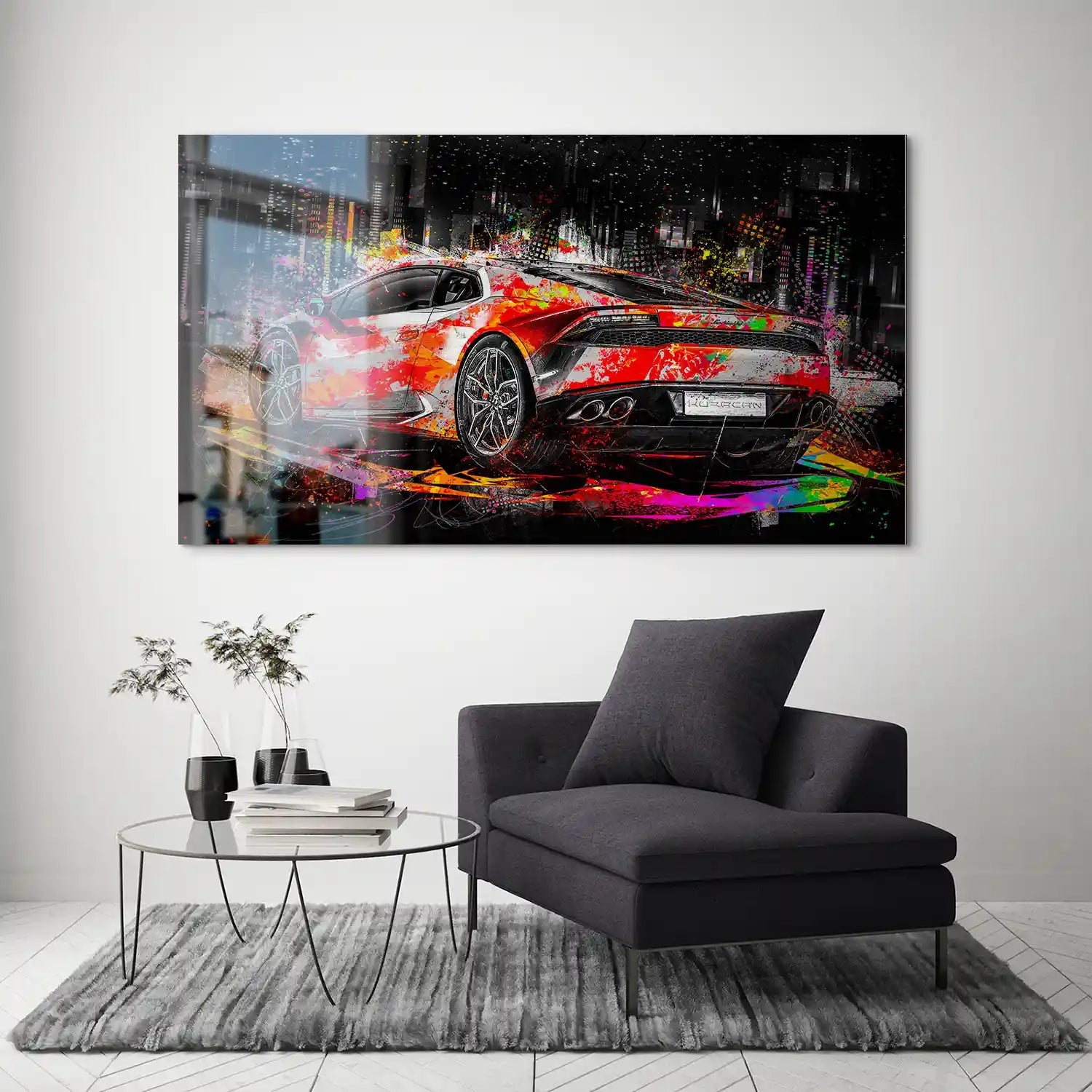 Lambo Huracan Pop Art Style Aludibond Bild INGALERIE