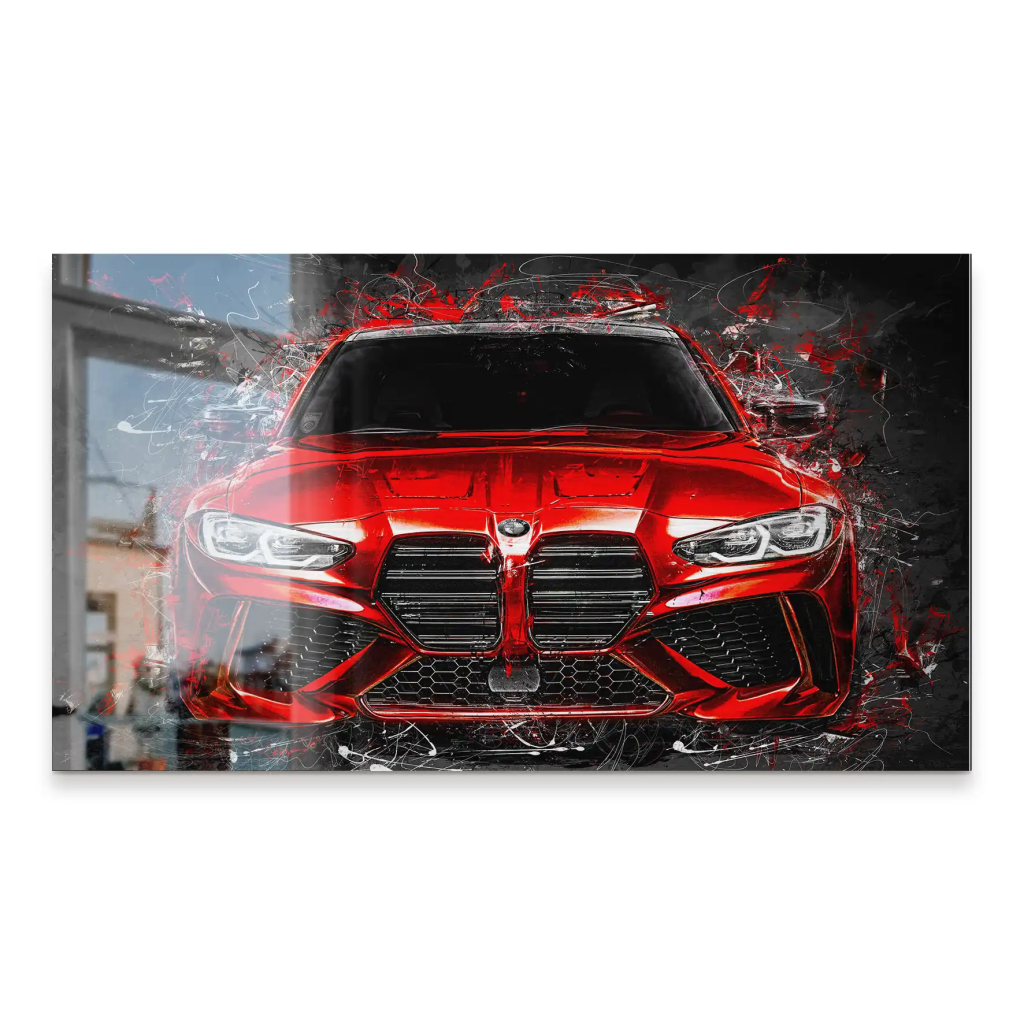 BMW M4 Abstrakt Red Style Alu Gebürstet INGALERIE