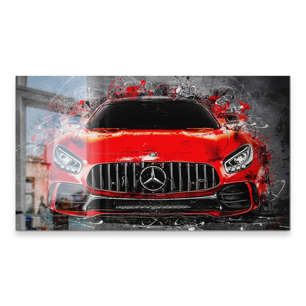 Mercedes AMG GT Abstrakt Rot Alu Gebürstet Bild INGALERIE