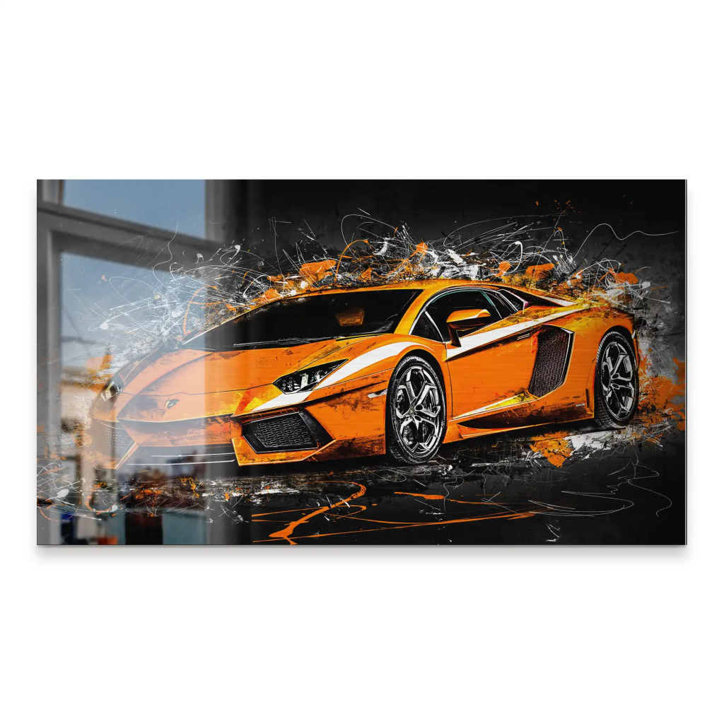 Lambo Aventador Abstrakt Orange Alu Gebürstet INGALERIE