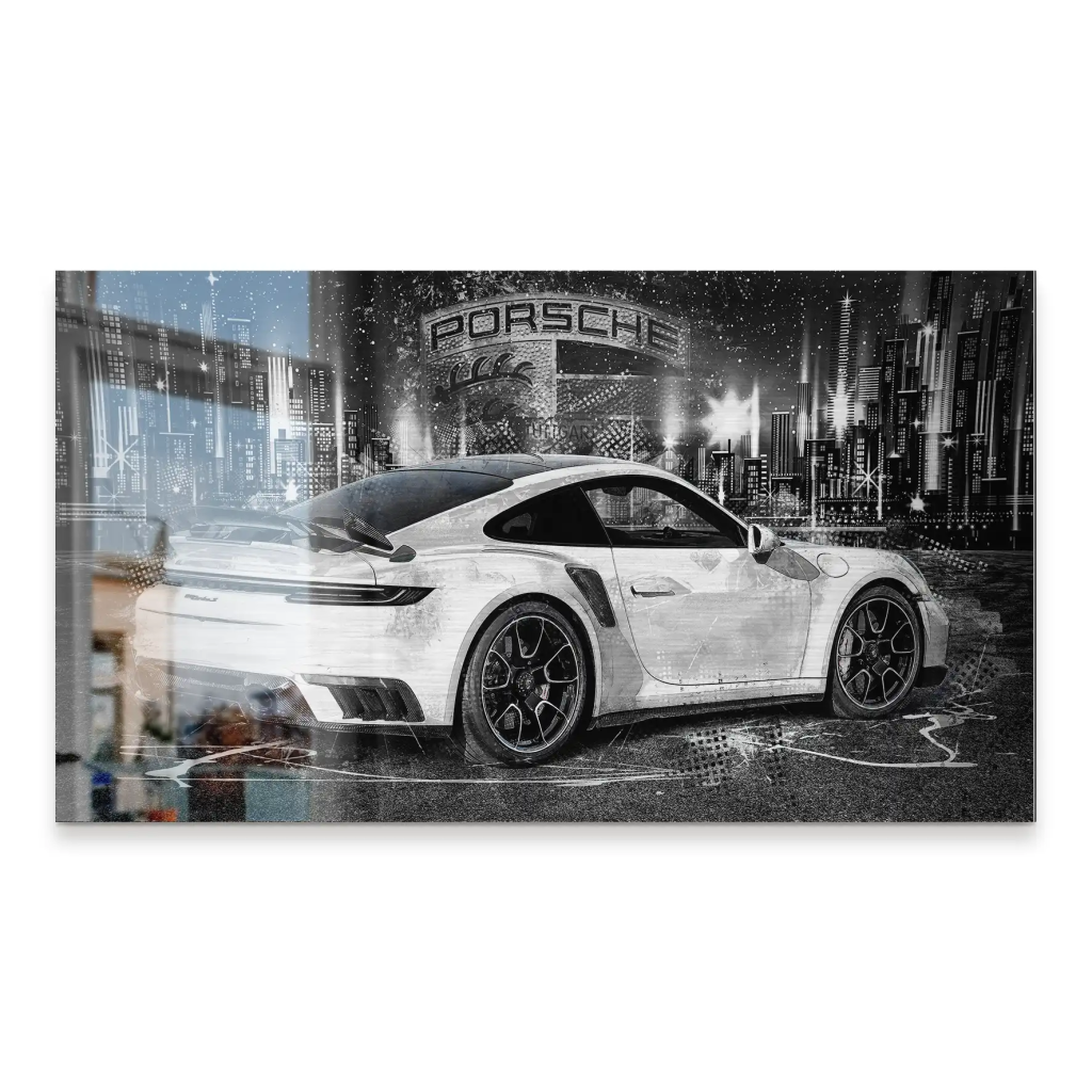 Porsche 911 Turbo Abstrakt White Alu Gebürstet INGALERIE