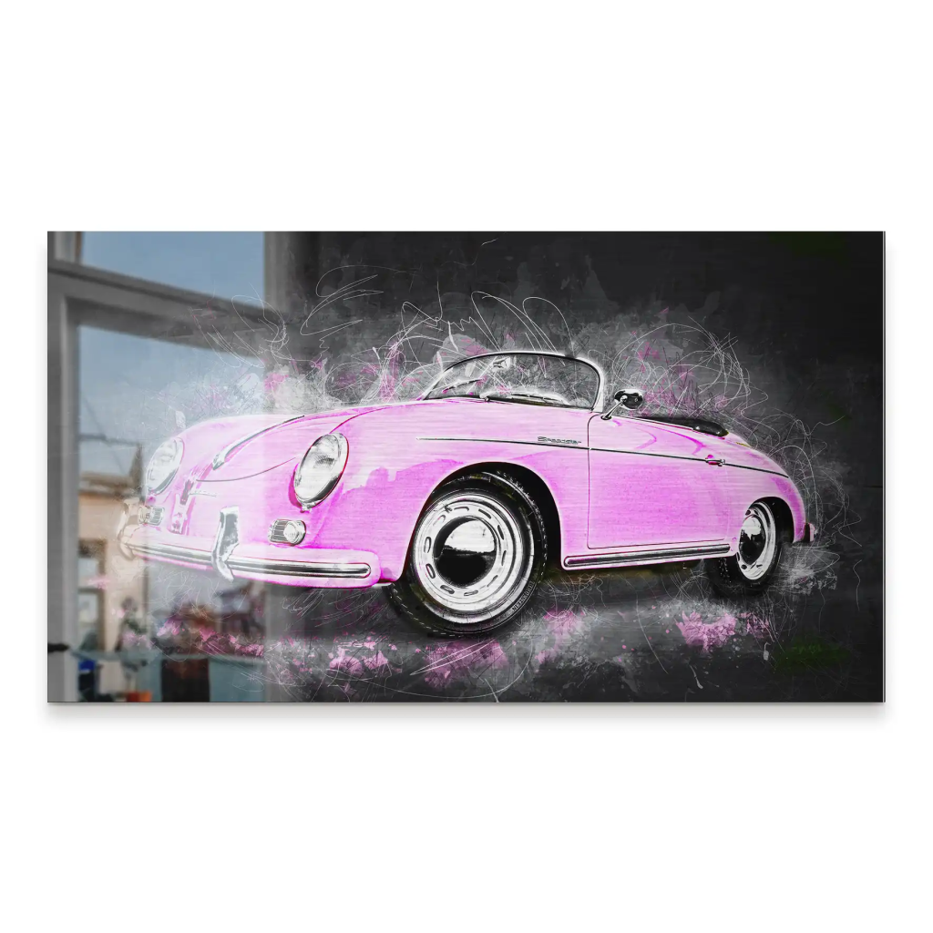 Pink Porsche Speedster Abstrakt Style Alu Gebürstet INGALERIE