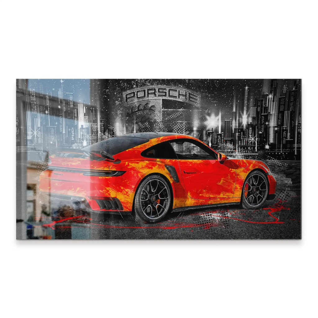 Porsche 911 Turbo Abstrakt Orange Alu Gebürstet INGALERIE