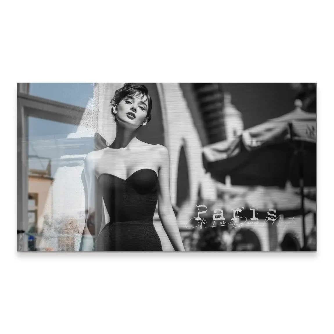 Audrey Hepburn Paris Cafe Alu Gebürstet