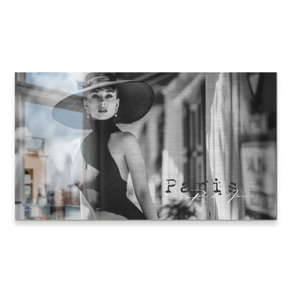 Audrey Hepburn Paris City Life Alu Gebürstet