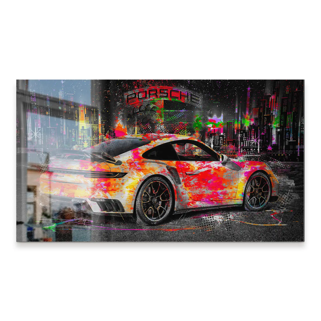 Porsche 911 Turbo Pop Art Style Alu Gebürstet INGALERIE