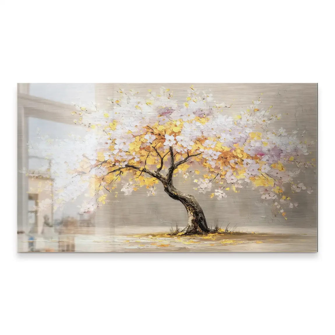 Gold Leaf Tree Art Alu Gebürstet