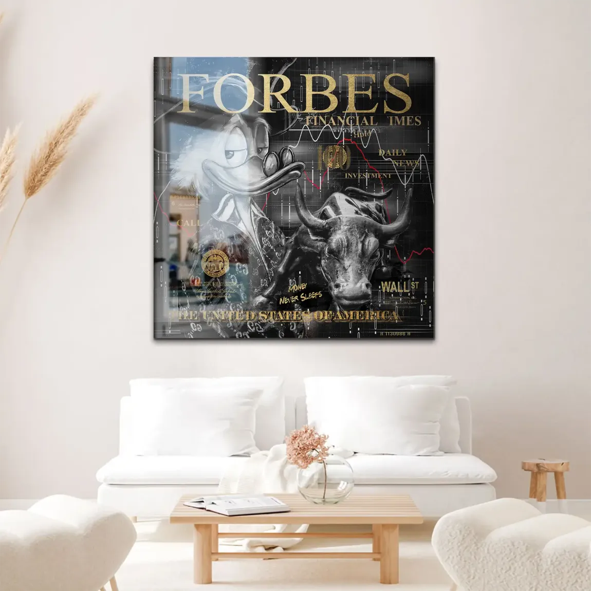 Dagobert Duck Wallstreet Black Gold Alu Gebürstet Bild